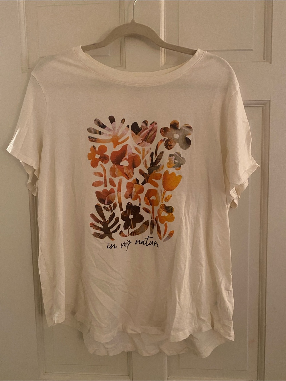 Women's White Floral Graphic Tee - 'In My Nature'
